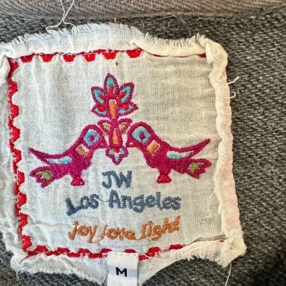 JW Los Angeles Gray Embroidered Bird Floral Sweatshirt Top M D45 - Picture 7 of 8